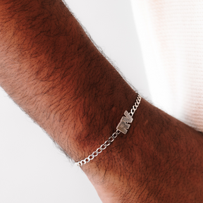 Pulseira Masculina em Prata 925 - Letra Dupla