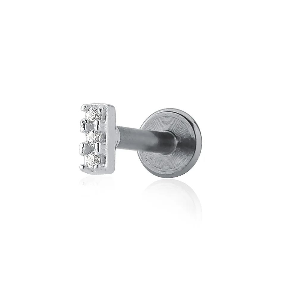 Piercing Masculino em Prata 925 - Palito Cravejado