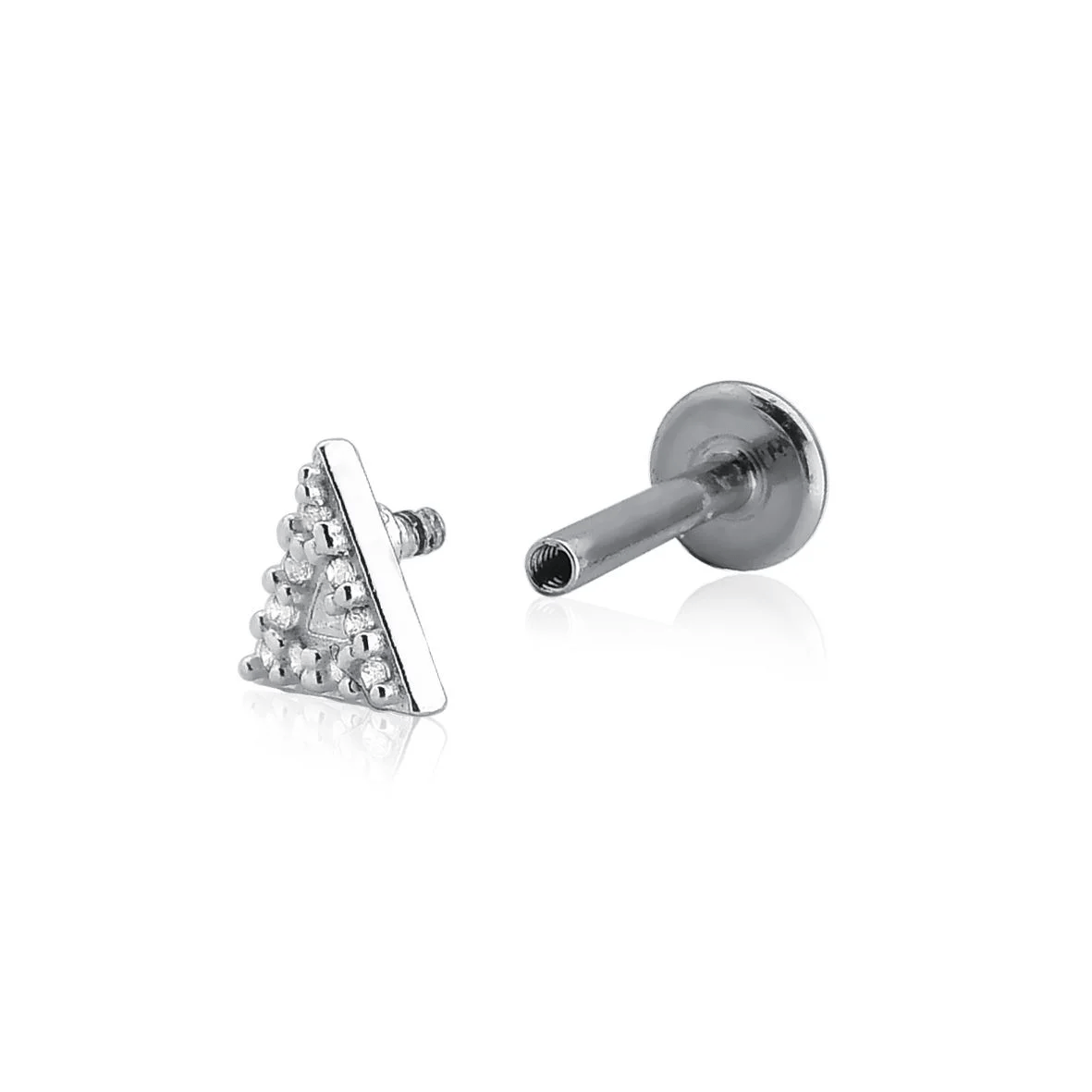 Piercing Masculino em Prata 925 - Triangulo Cravejado