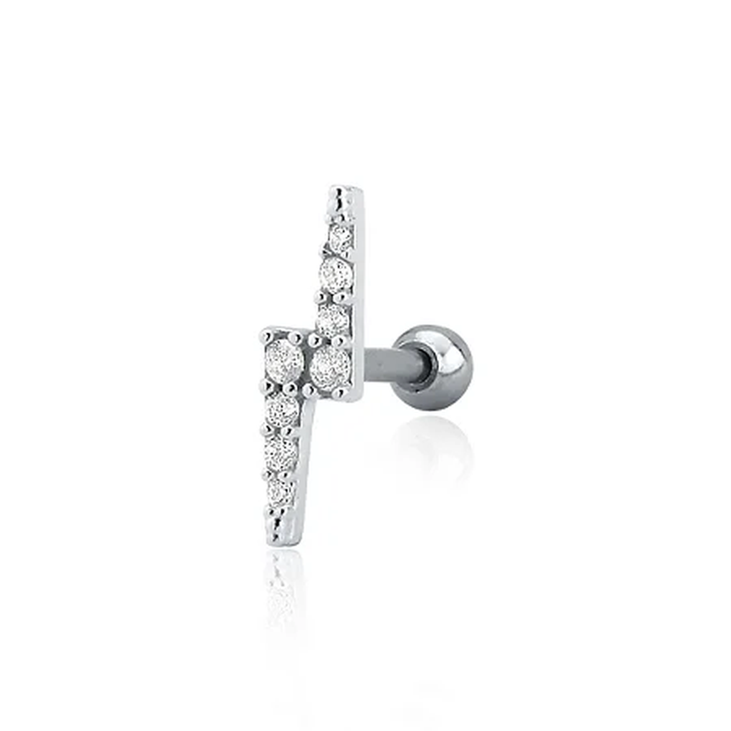 Piercing Masculino em Prata 925 - Raio Cravejado